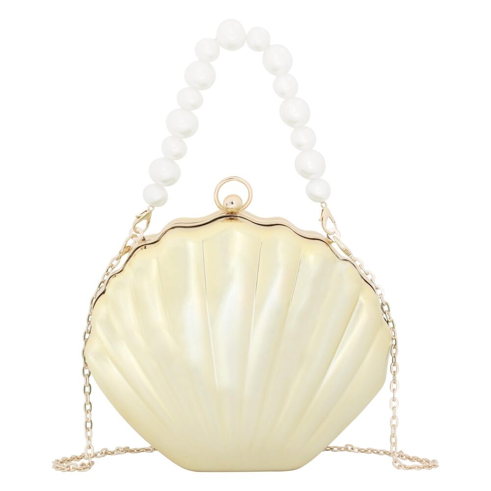2088 Mini Seashell Evening Clutch Pearls Top-Handle Bag Chain Strap